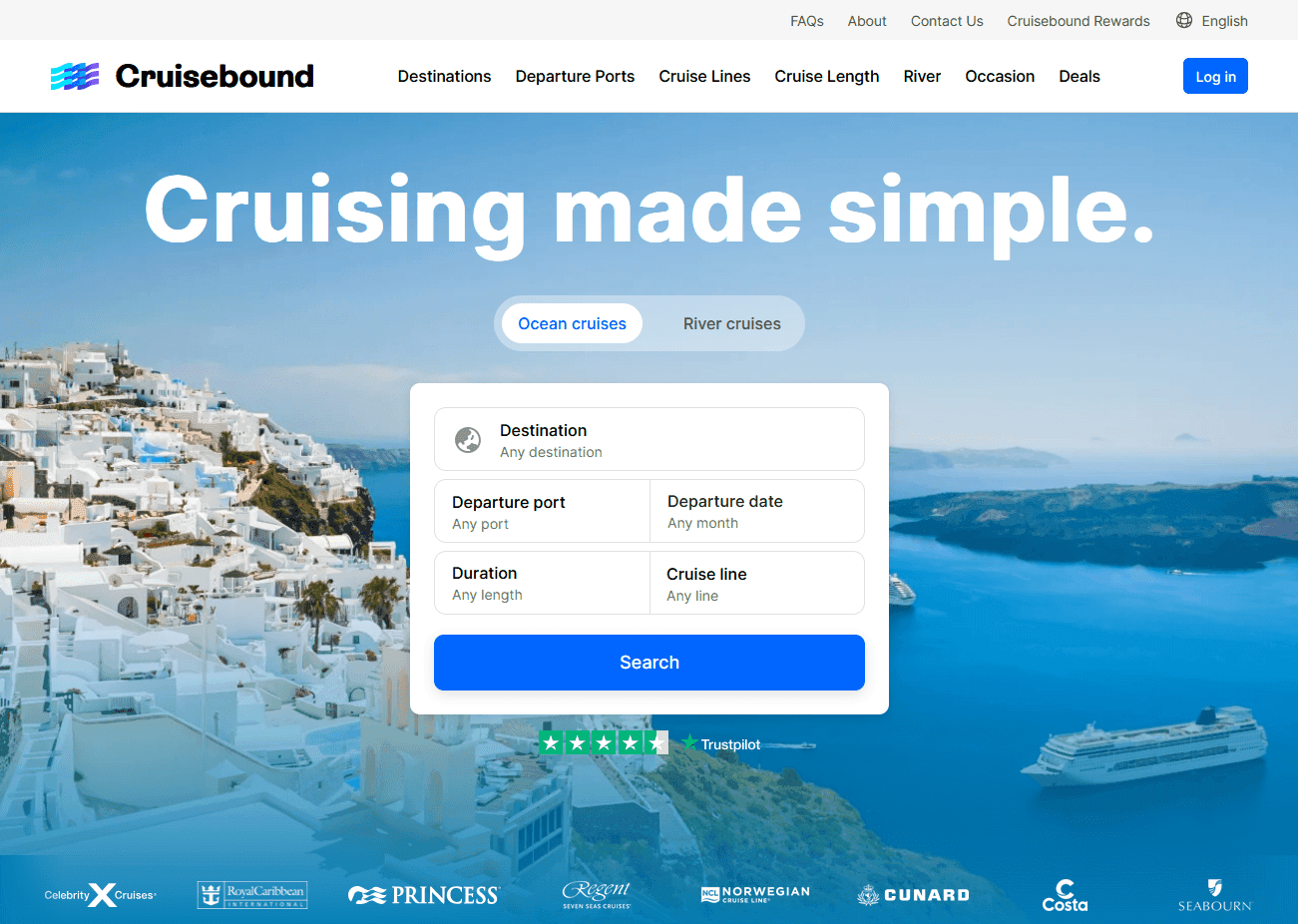 Cruisebound cruise search and booking interface