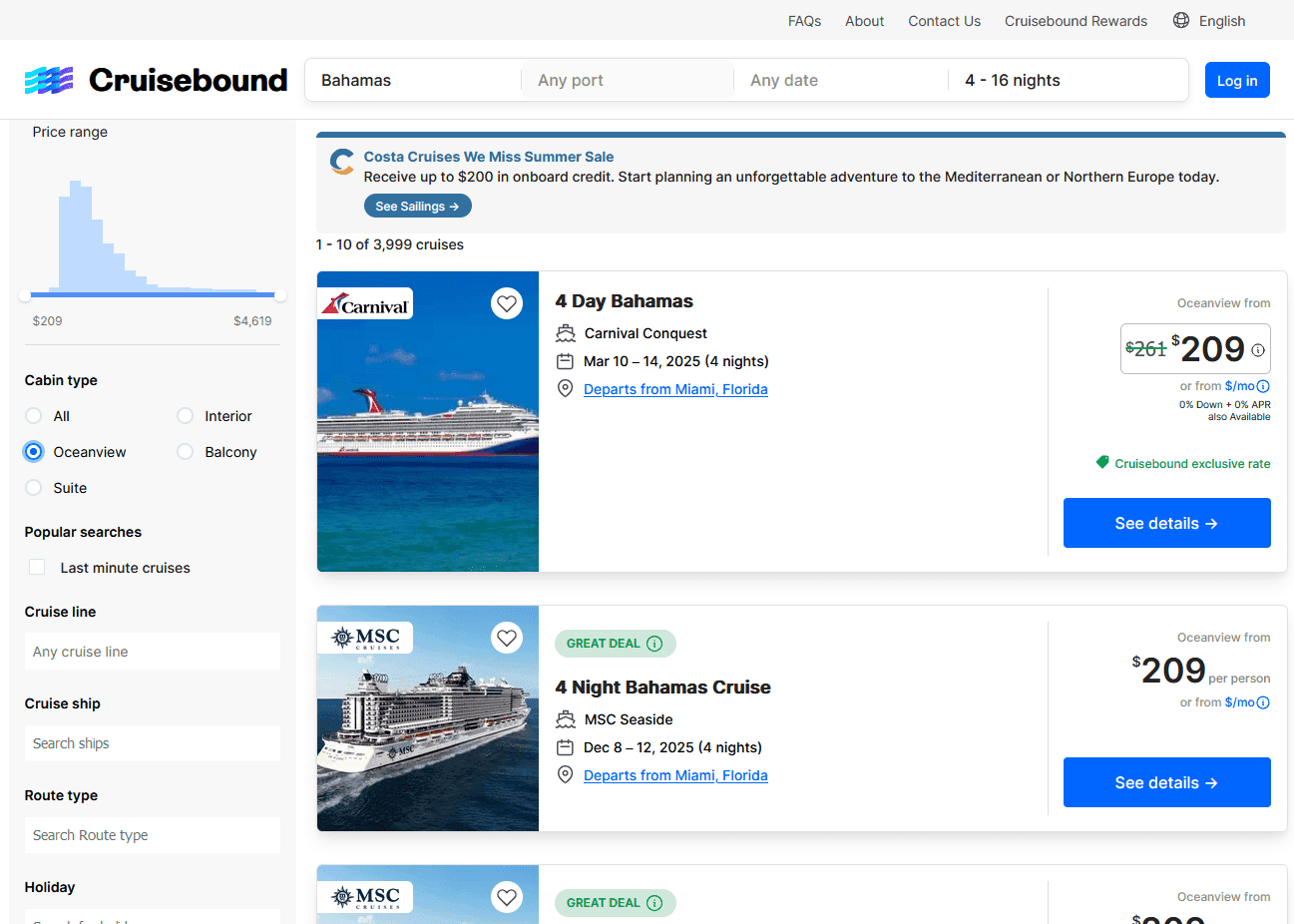 Cruisebound booking confirmation