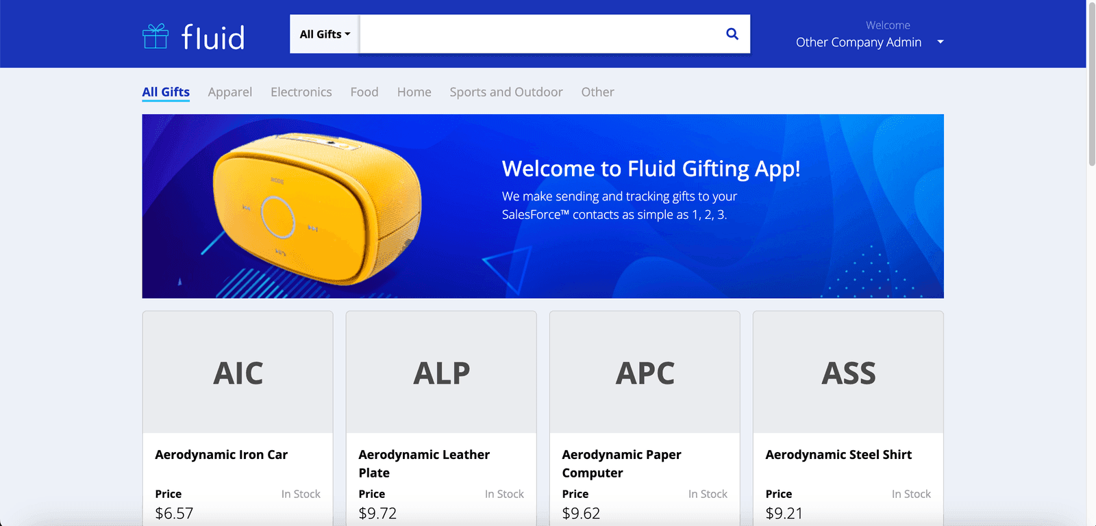Fluid Gifts client home experience