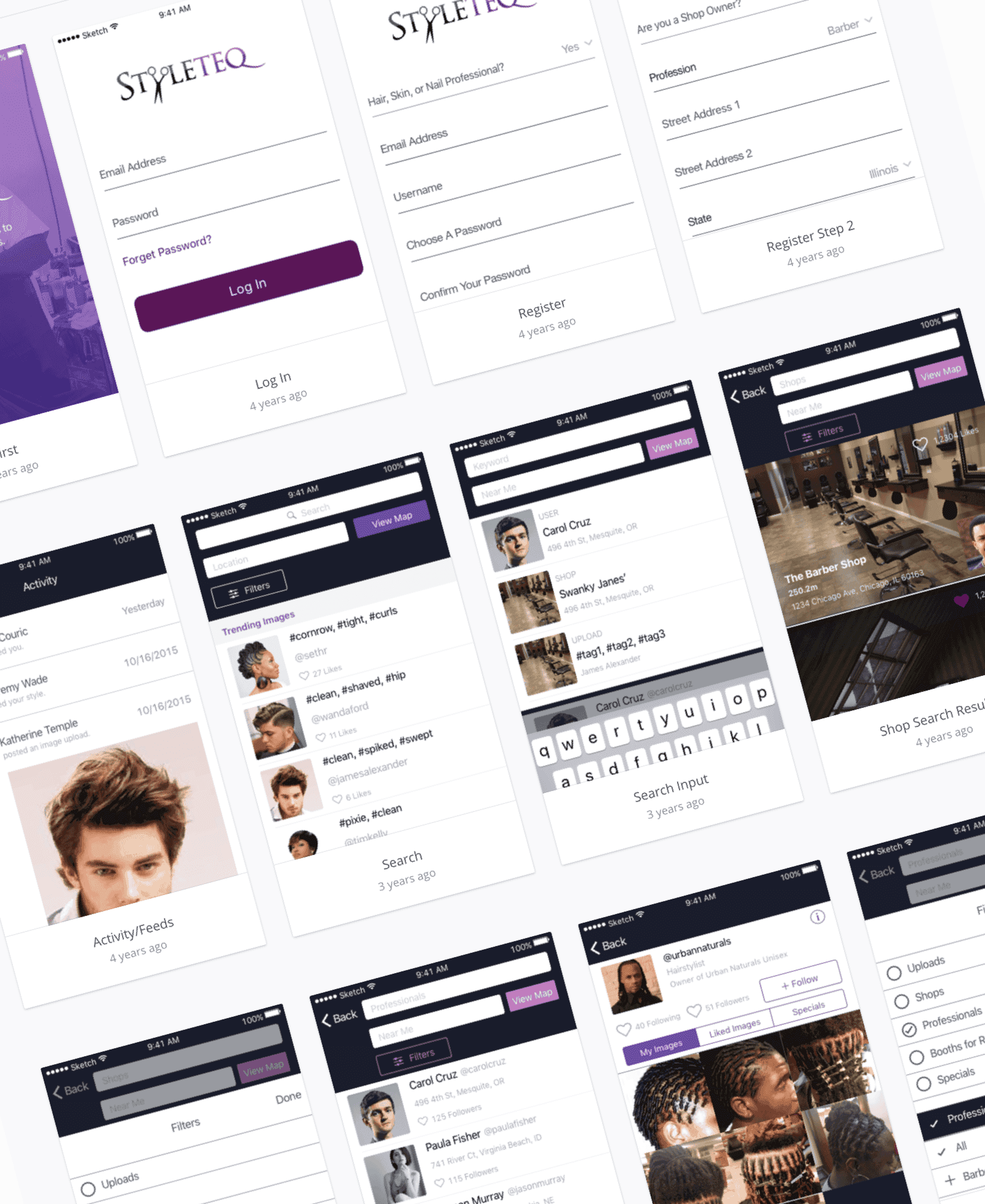 Styleteq iOS app mockups