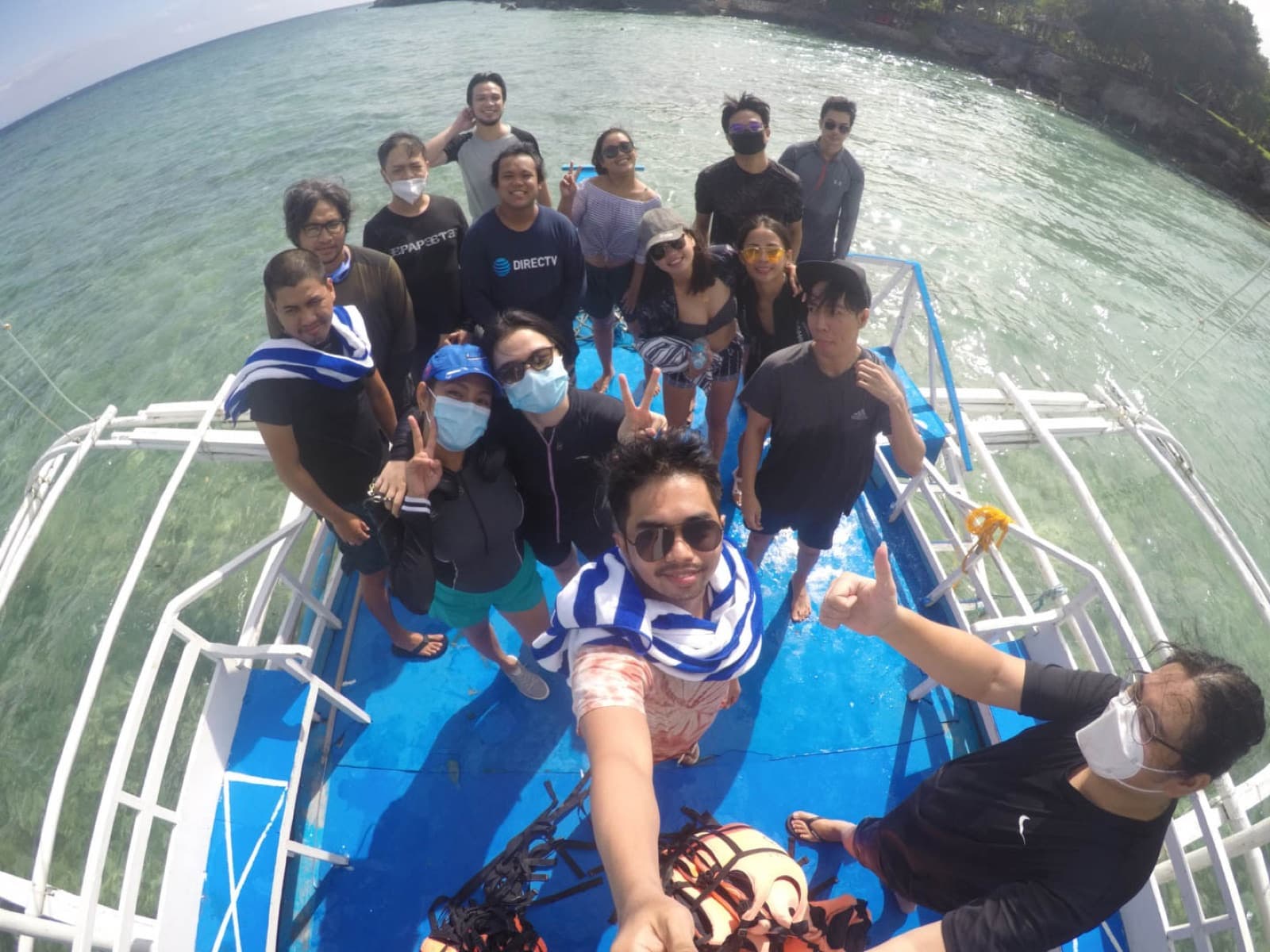 Team building on the island coast of Moalboal, Cebu